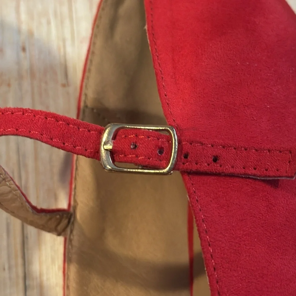 Suede Red Mary Jane Heels - Picture 12 of 15